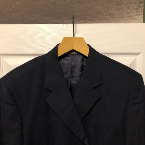 brooks brothers men's new navy 100%worsted wool sport coat jacket blazer 45R